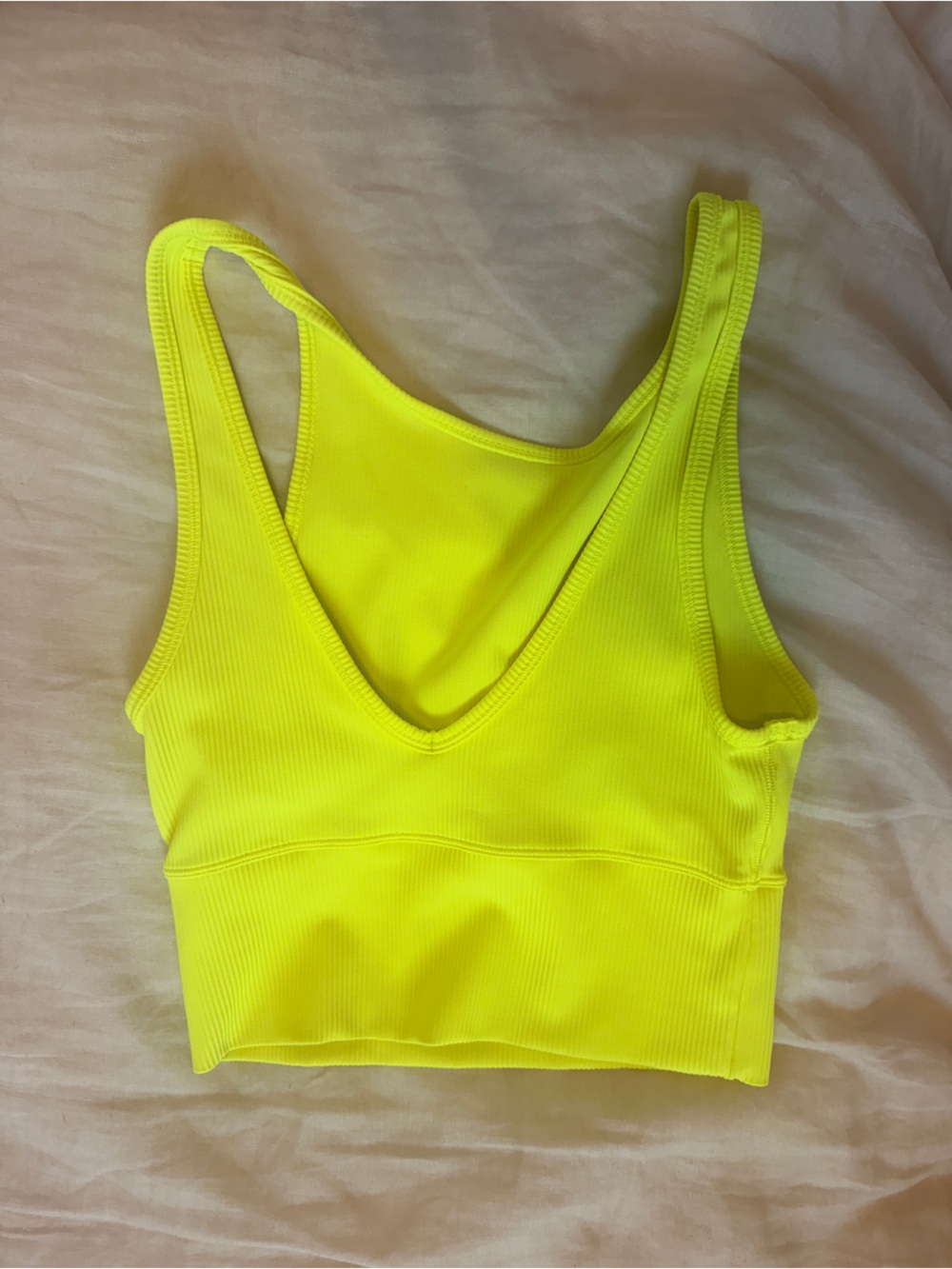 lululemon athletica Neon Yellow Ribbed V-Neck Tank